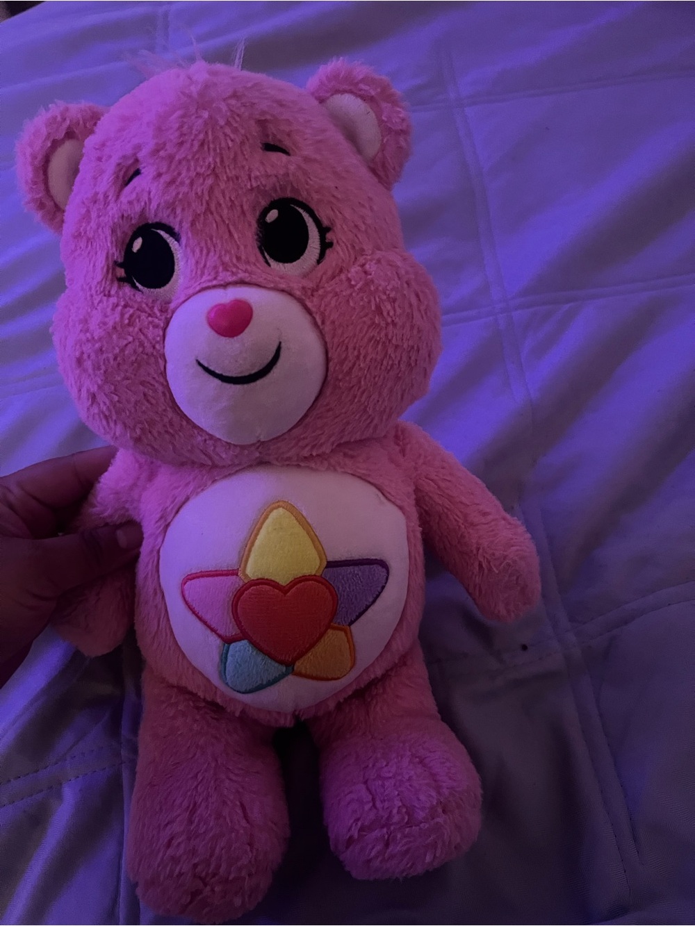 Care Bears Pink Plush Bear with Multi-Color Heart Star Belly Badge
